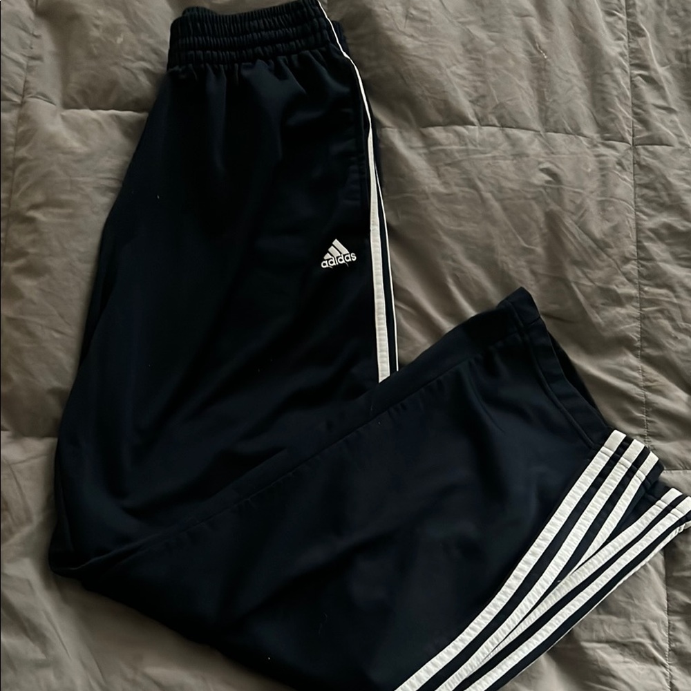 Adidas Black Track Pants with White Stripes